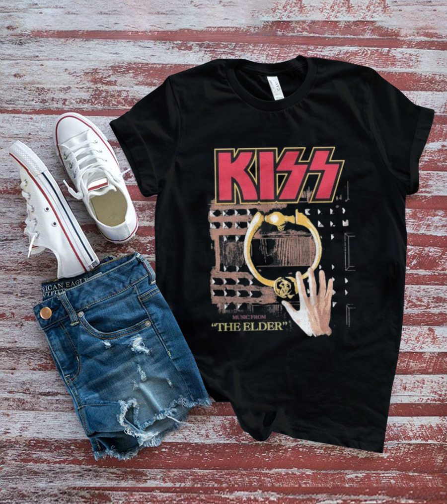 Kiss Music From The Elder Door Knocker Hand Iconic Rock Album Cover T-Shirt