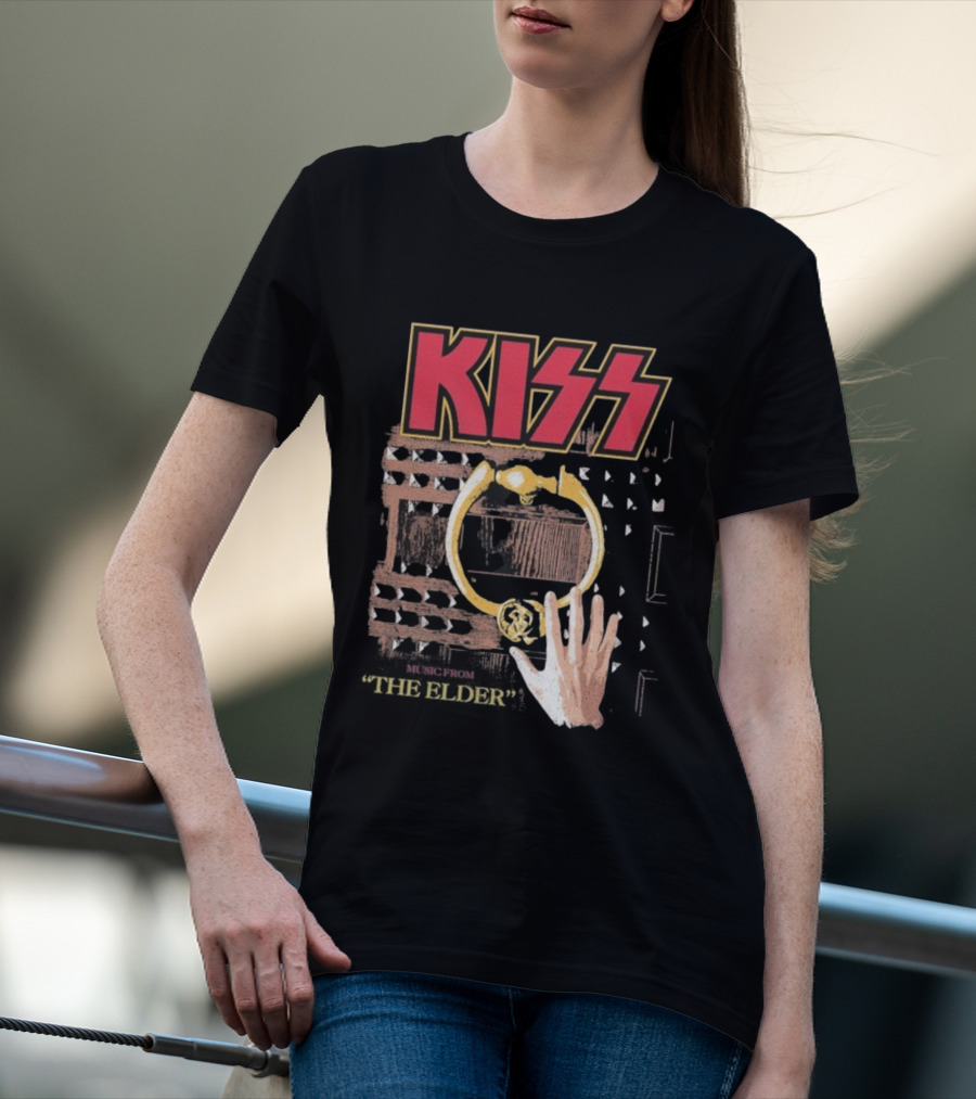 Kiss Music From The Elder Door Knocker Hand Iconic Rock Album Cover T-Shirt
