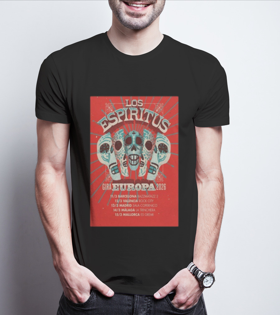 Los Espiritus Gira Europa 2026 Tour Dates Barcelona Valencia Madrid Málaga Mallorca T-Shirt