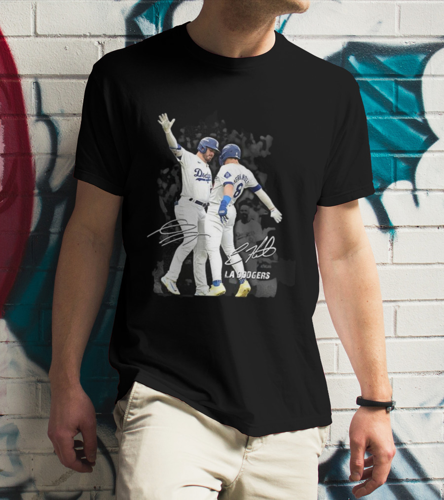 Kiké Hernandez Gavin Lux LA Dodgers Signature Celebration T-Shirt