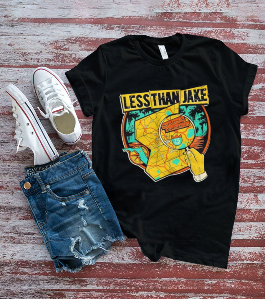 Less Than Jake Borders And Boundaries Anniversary Map Design T-Shirt