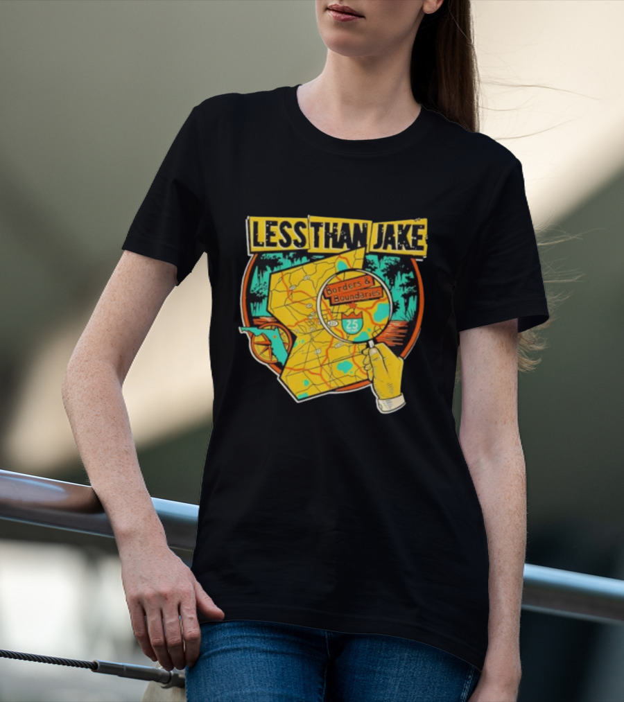 Less Than Jake Borders And Boundaries Anniversary Map Design T-Shirt
