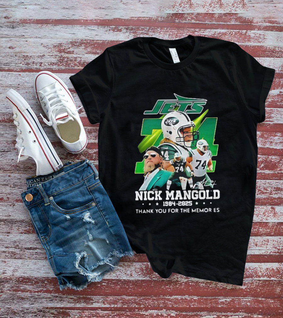 New York Jets Nick Mangold 74 Thank You For The Memories 1984-2023 T-Shirt