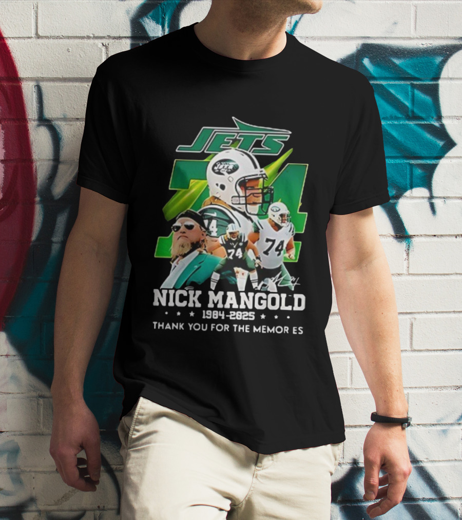 New York Jets Nick Mangold 74 Thank You For The Memories 1984-2023 T-Shirt