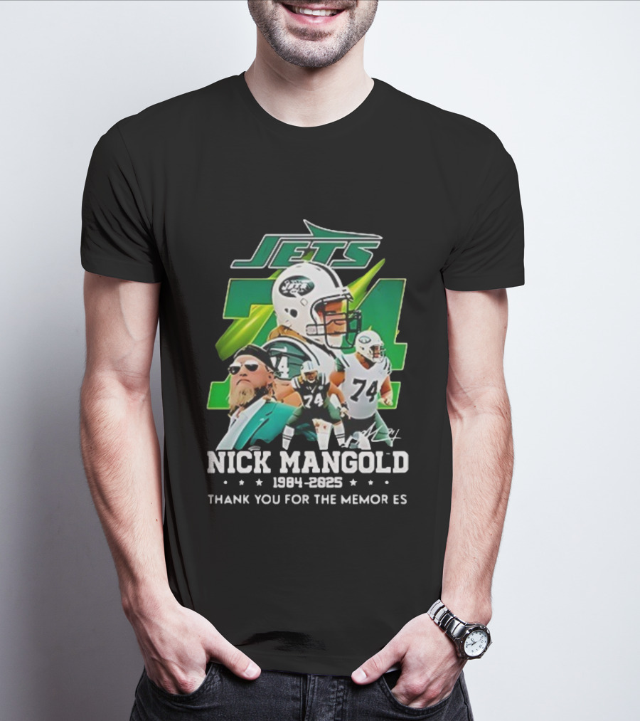 New York Jets Nick Mangold 74 Thank You For The Memories 1984-2023 T-Shirt