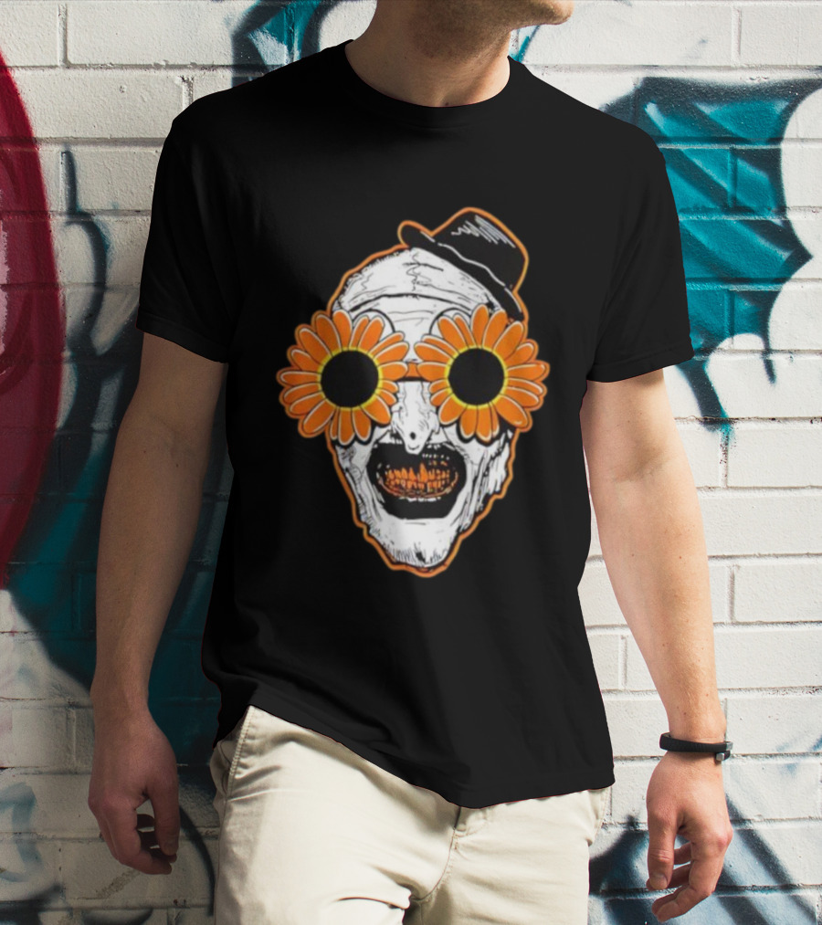 Art The Clown Creepy Halloween Sunflower Glasses Terrifier T-Shirt