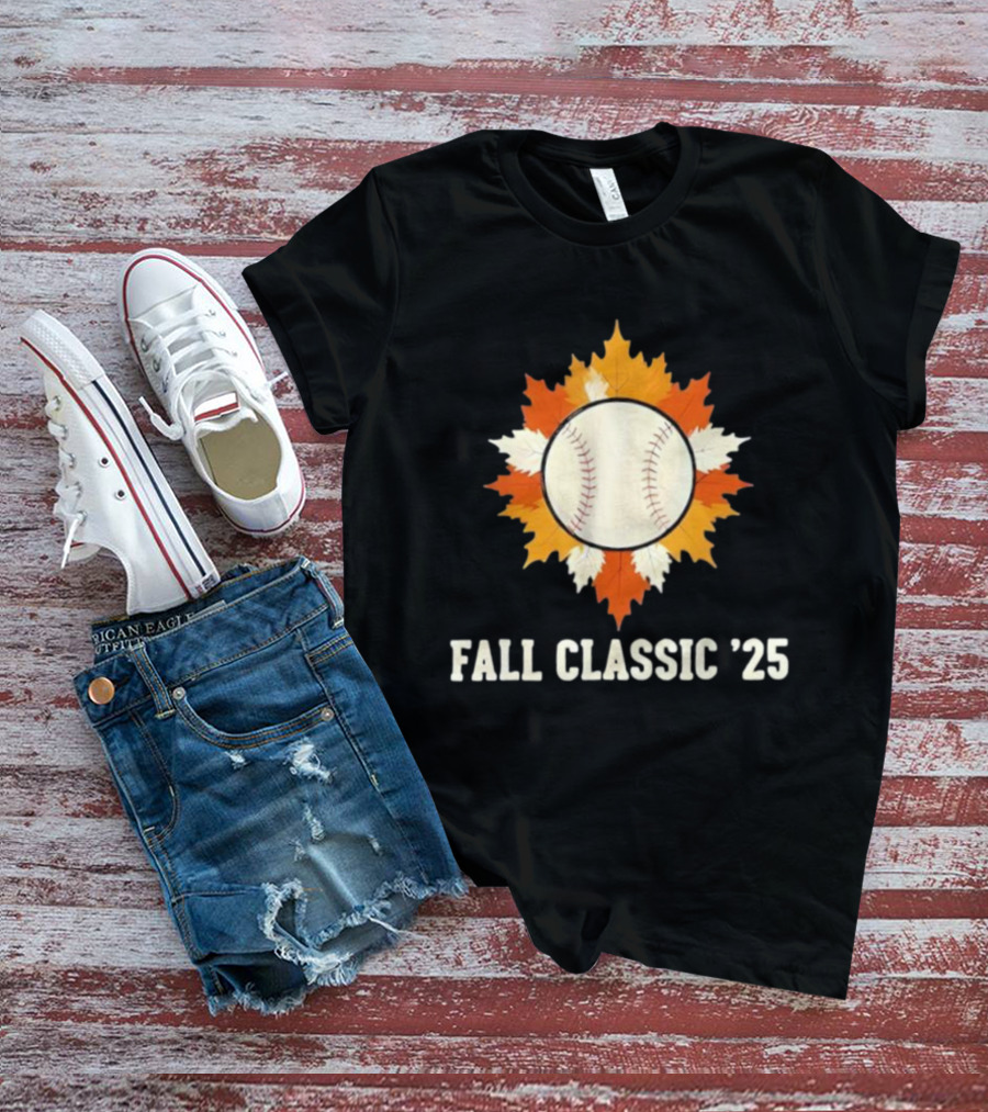 Fall Classic '25 Autumn Baseball Leaf Spirit T-Shirt