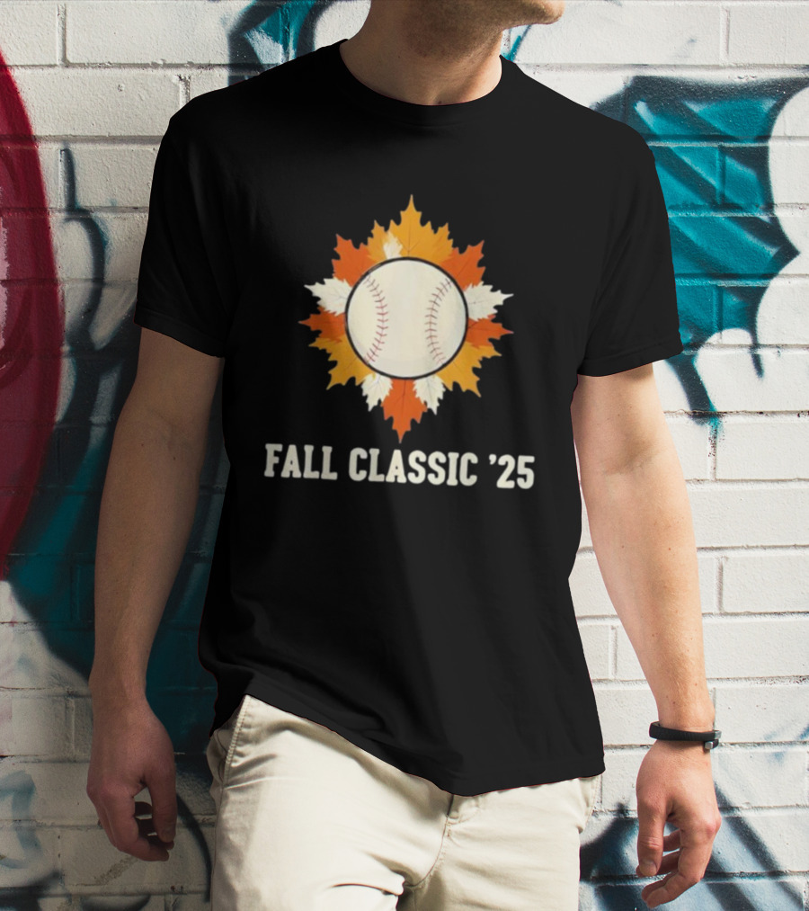 Fall Classic '25 Autumn Baseball Leaf Spirit T-Shirt