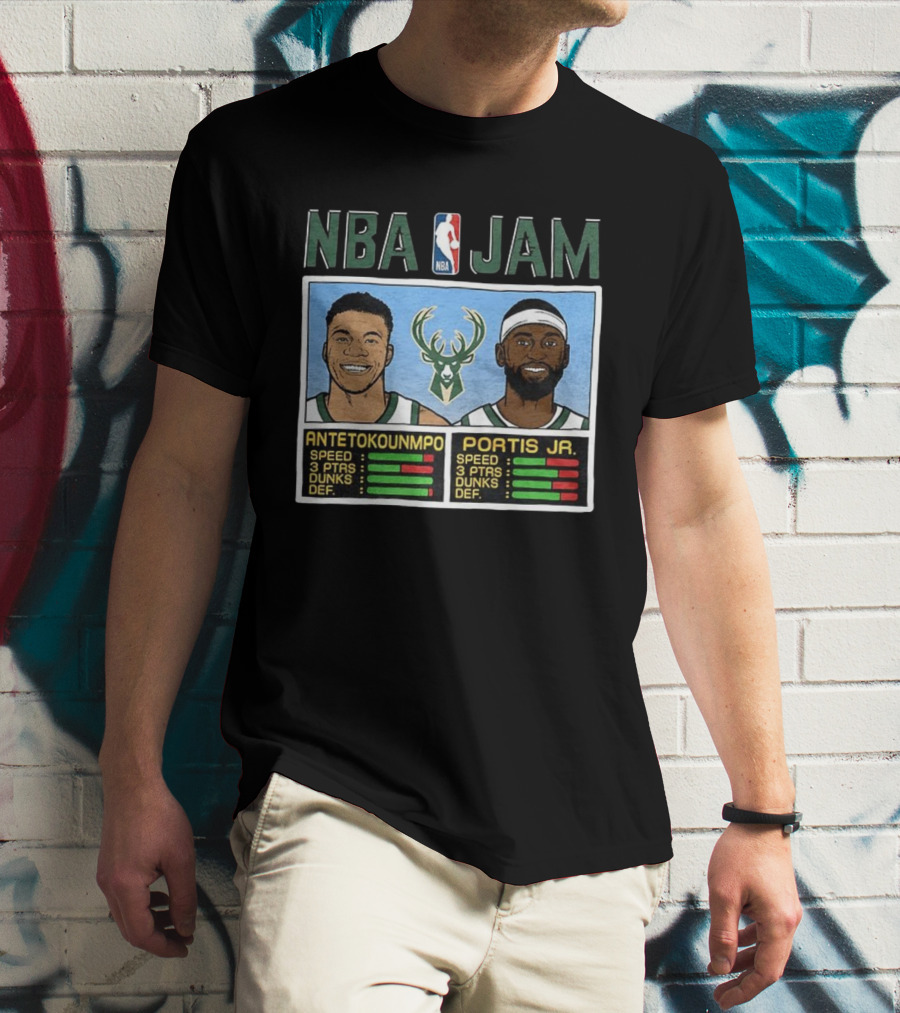 NBA Jam Antetokounmpo Portis Jr Milwaukee Bucks Classic Video Game T-Shirt