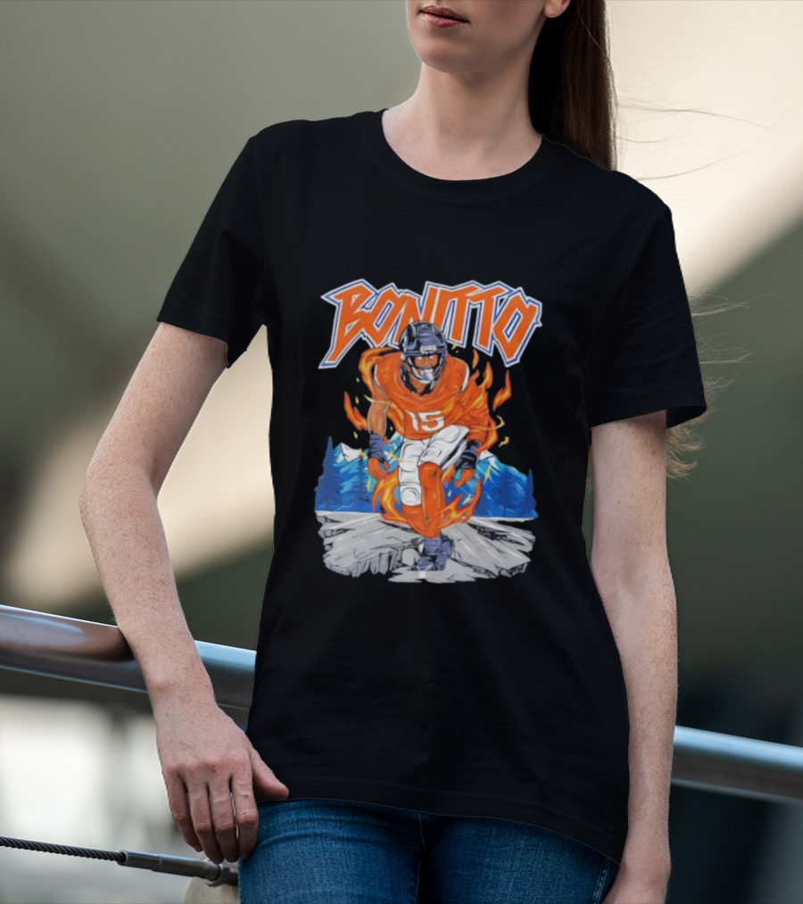 Bonitto 15 Football Flames And Mountains Graphic T-Shirt