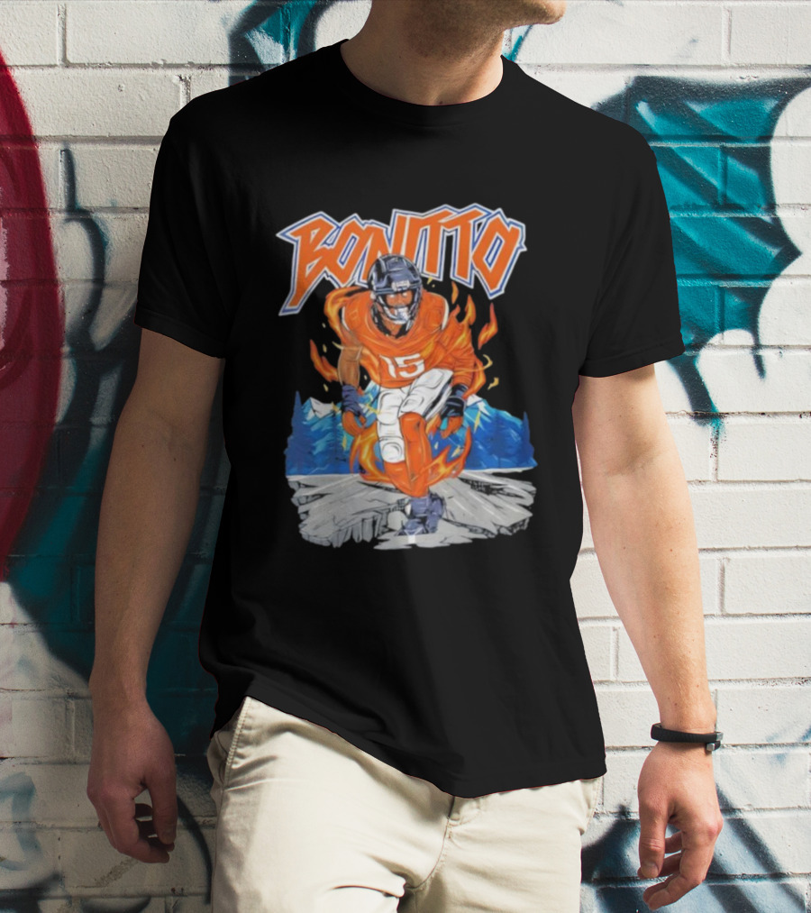 Bonitto 15 Football Flames And Mountains Graphic T-Shirt