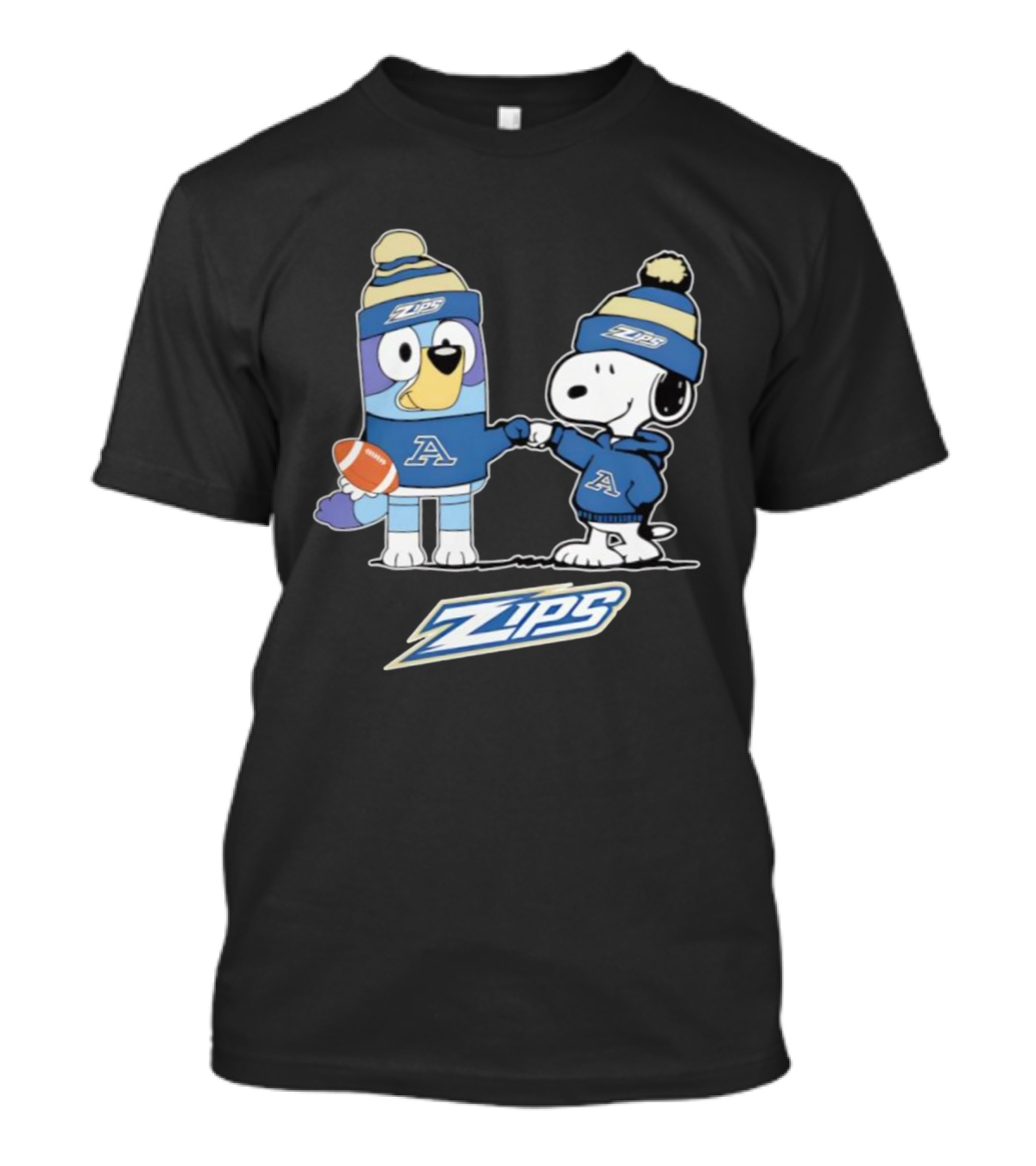 Snoopy X Bluey Akron Zips Football A Collaboration T-Shirt