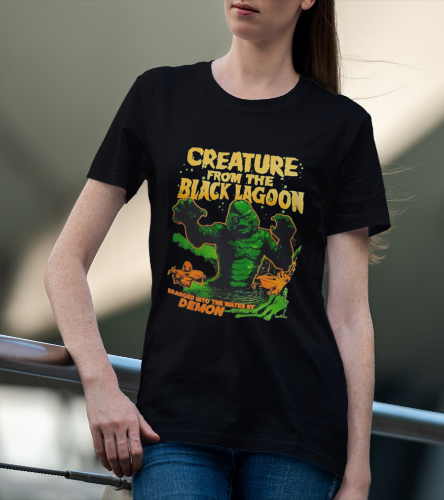 Creature From The Black Lagoon Dragged Into The Water By Demon T-Shirt