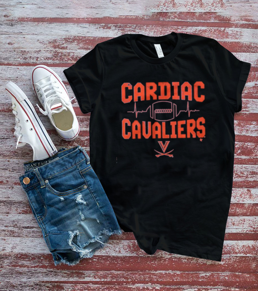 Cardiac Cavaliers Virginia Football Heartbeat Logo T-Shirt