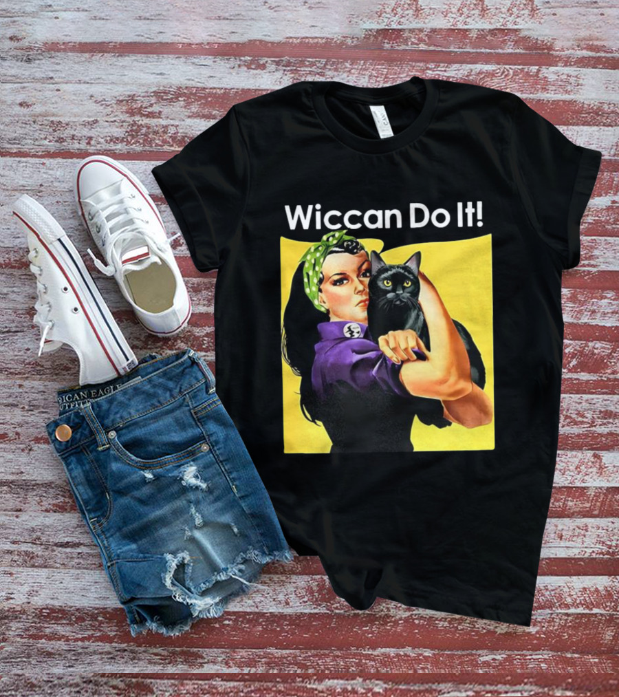 Wiccan Do It Rosie The Riveter Black Cat Magic Empowerment T-Shirt
