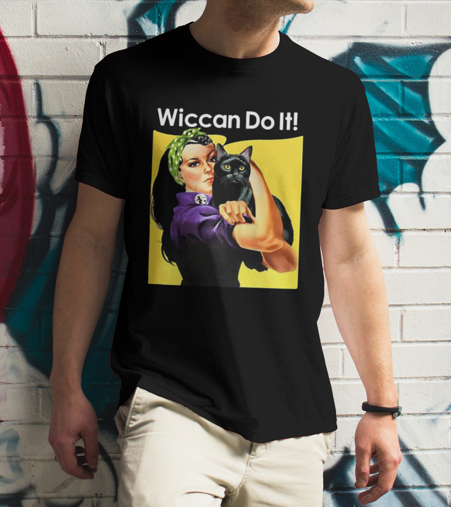 Wiccan Do It Rosie The Riveter Black Cat Magic Empowerment T-Shirt