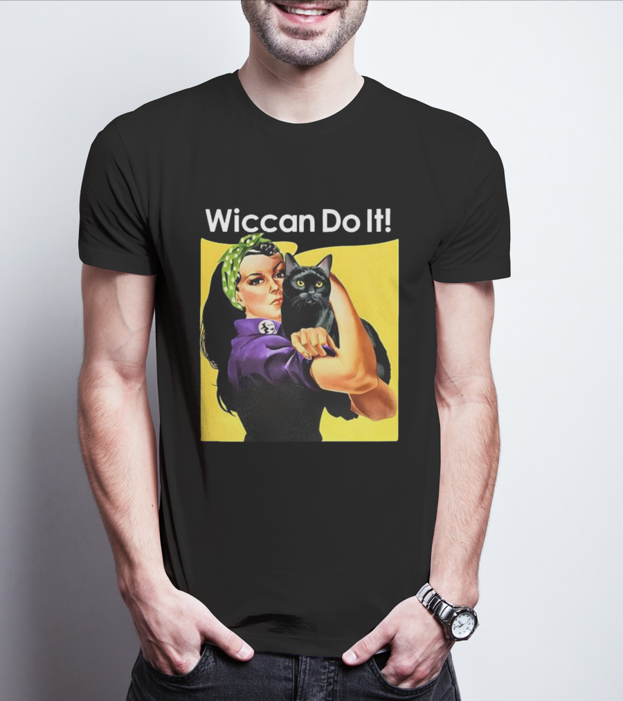 Wiccan Do It Rosie The Riveter Black Cat Magic Empowerment T-Shirt