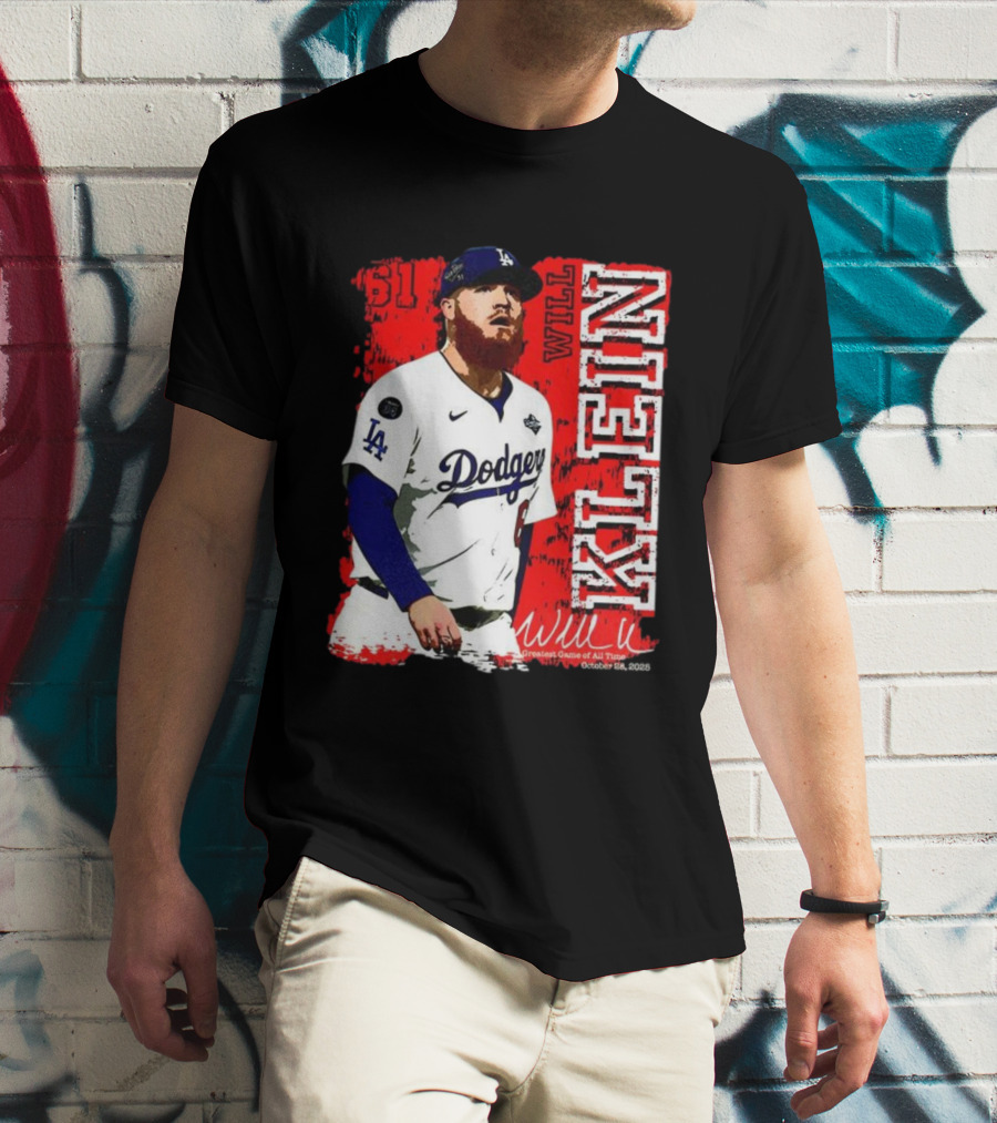 Will Klein Los Angeles Dodgers Number 61 Greatest Game Of All Time 2025 Signature T-Shirt