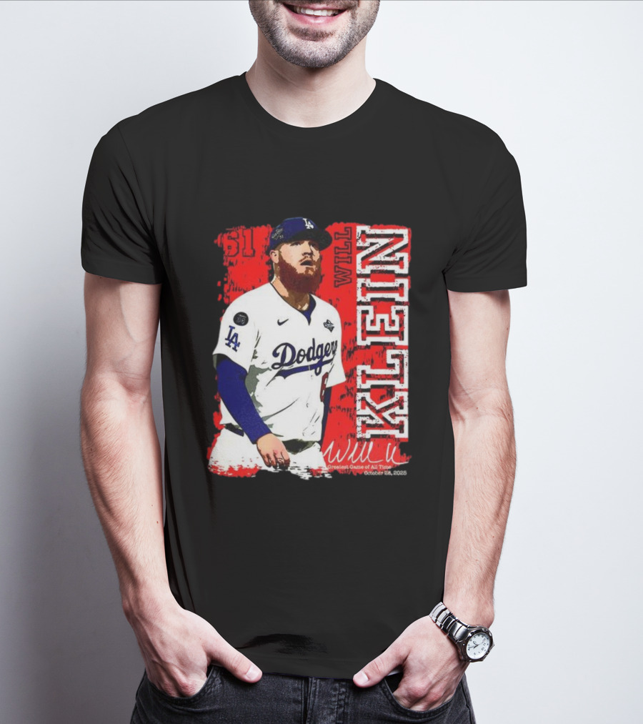 Will Klein Los Angeles Dodgers Number 61 Greatest Game Of All Time 2025 Signature T-Shirt