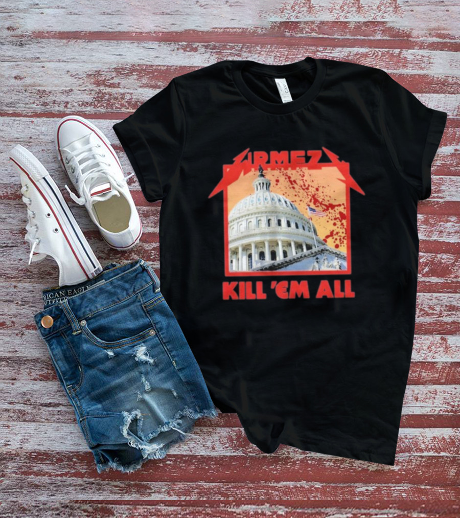 WRMFZY Kill Em All Capitol Blood Spatter American Flag T-Shirt