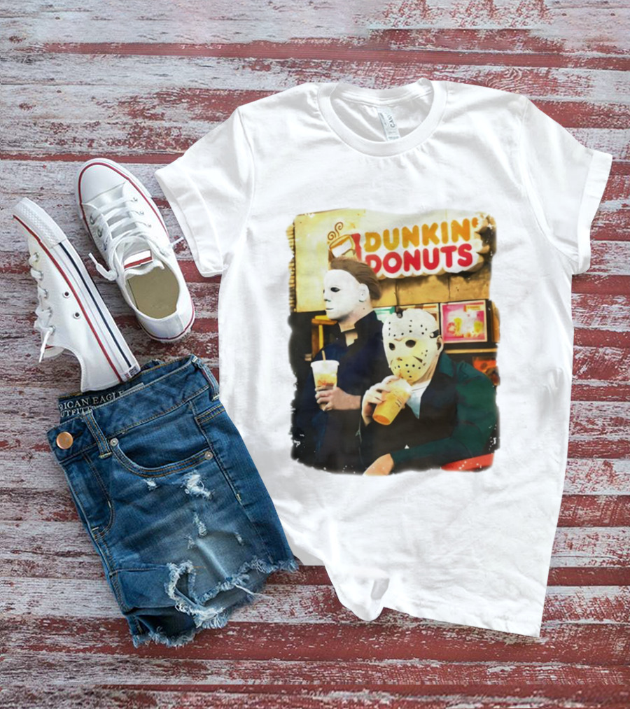 Dunkin Donuts Halloween Michael Jason Horror Movie Funny T-Shirt