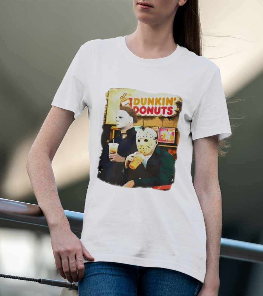 Dunkin Donuts Halloween Michael Jason Horror Movie Funny T-Shirt