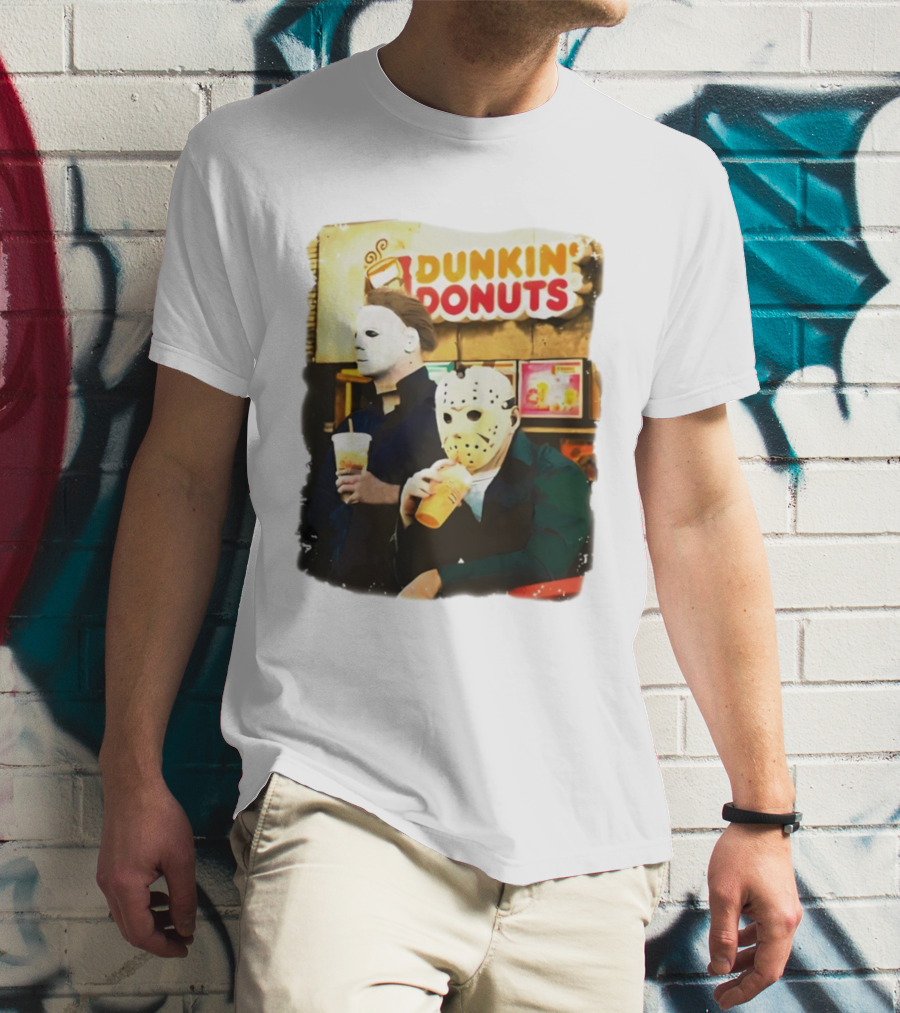 Dunkin Donuts Halloween Michael Jason Horror Movie Funny T-Shirt