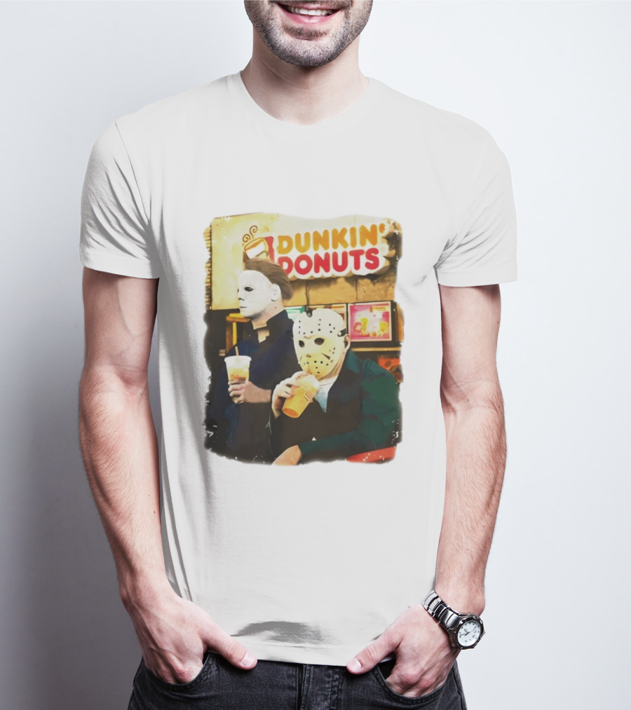 Dunkin Donuts Halloween Michael Jason Horror Movie Funny T-Shirt