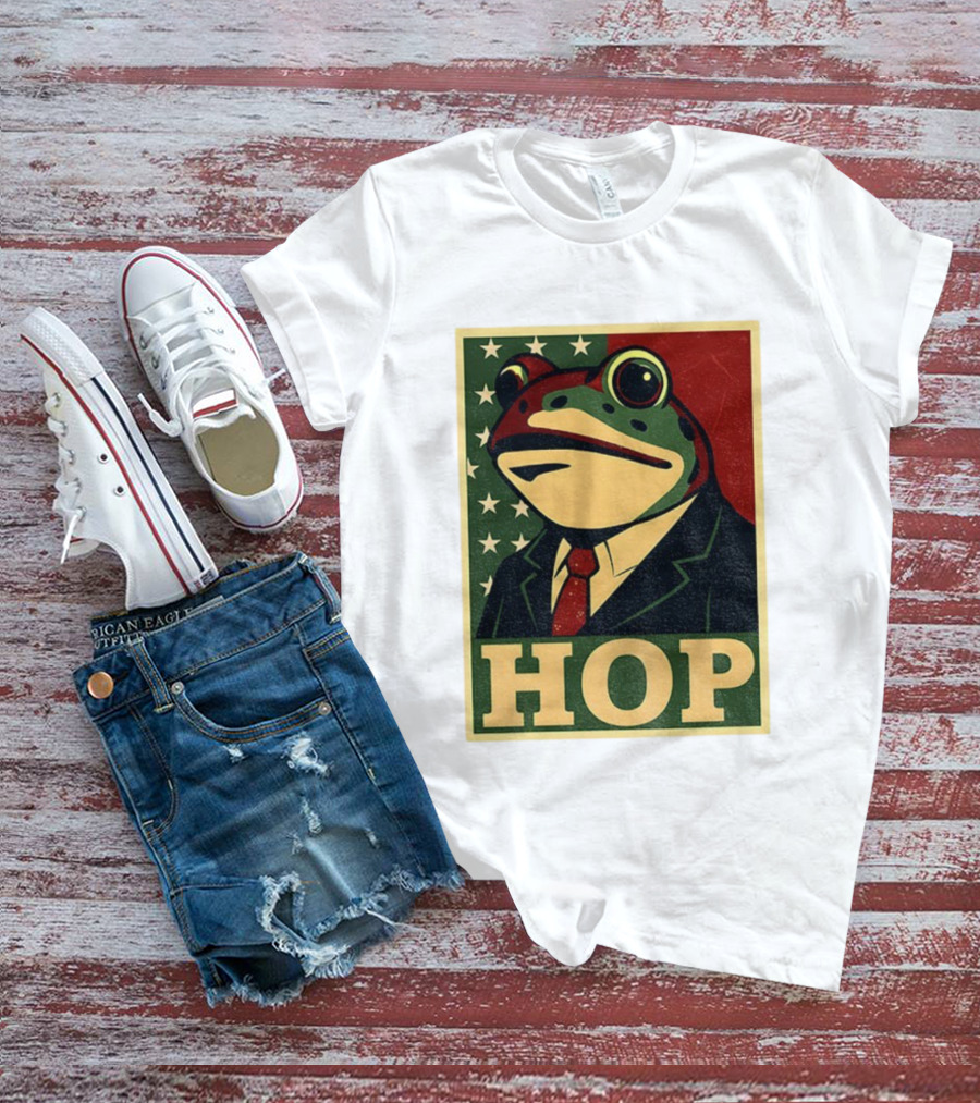 Frog HOP Portland Protest Anti ICE Anti Fascism American Flag T-Shirt