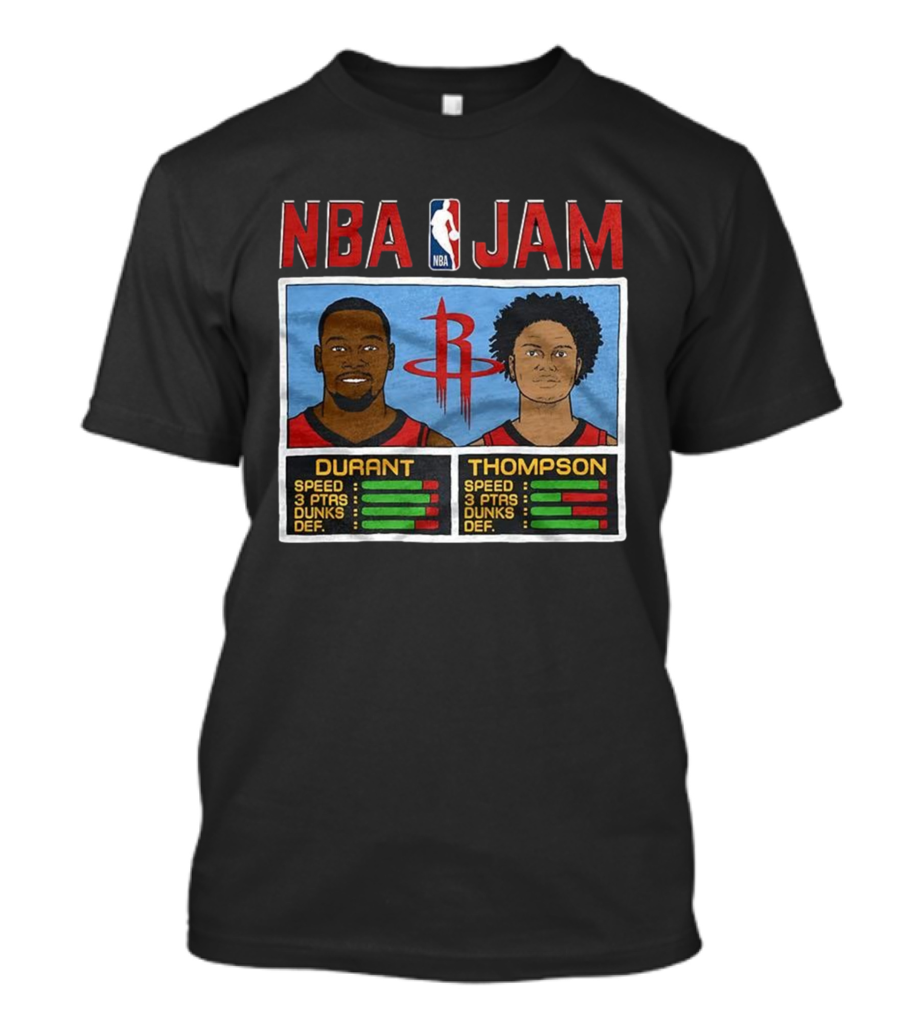 Kevin Durant Amen Thompson Houston Rockets NBA Jam Retro Style T-Shirt