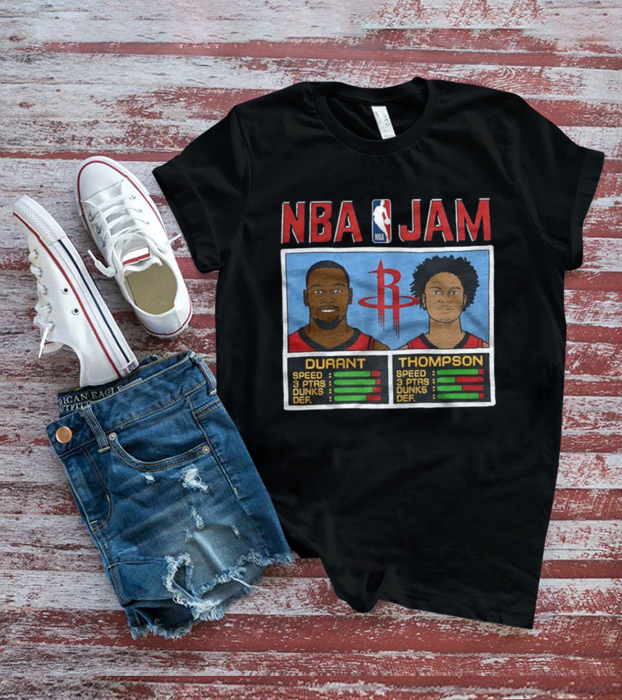 Kevin Durant Amen Thompson Houston Rockets NBA Jam Retro Style T-Shirt
