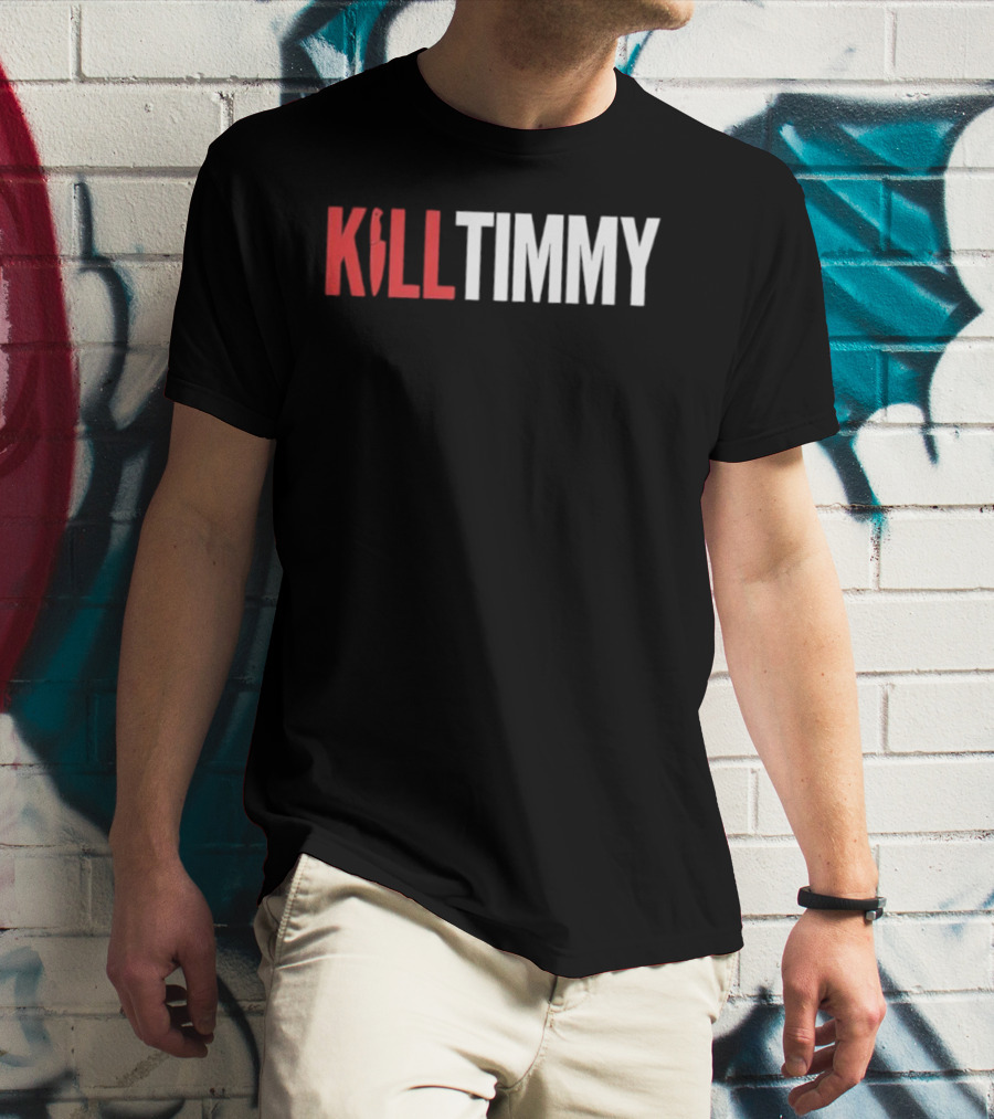 KILL TIMMY Knife Lettering Red White Contrast T-Shirt