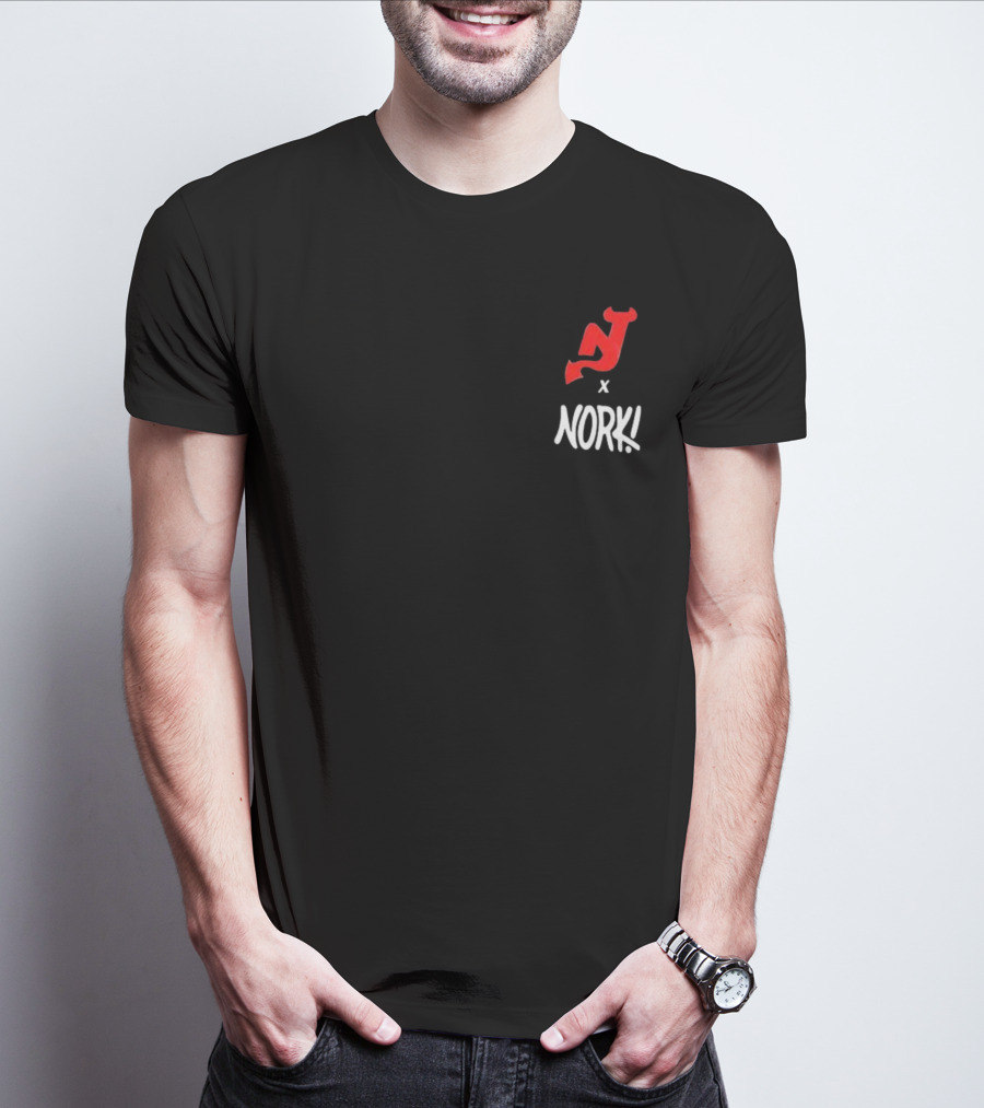New Jersey Devils X Nork Los Diablos Collaboration Red NJ Logo T-Shirt