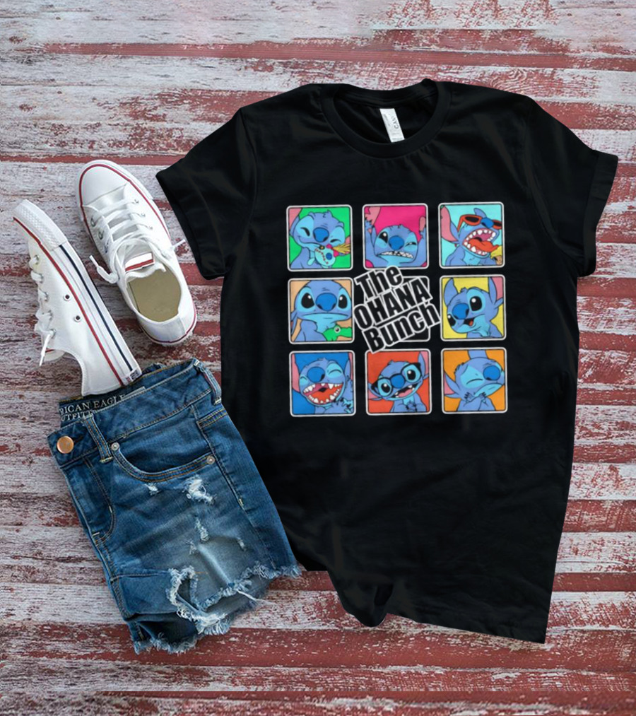 The OHANA Bunch Stitch Nine Panel Grid Colorful Expressions T-Shirt
