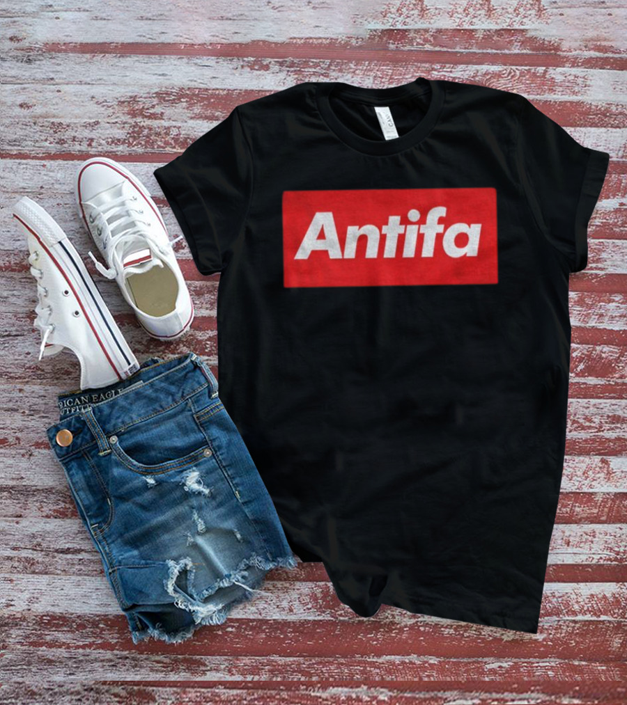 Antifa Supre American Antifascist Political Red Rectangle T-Shirt