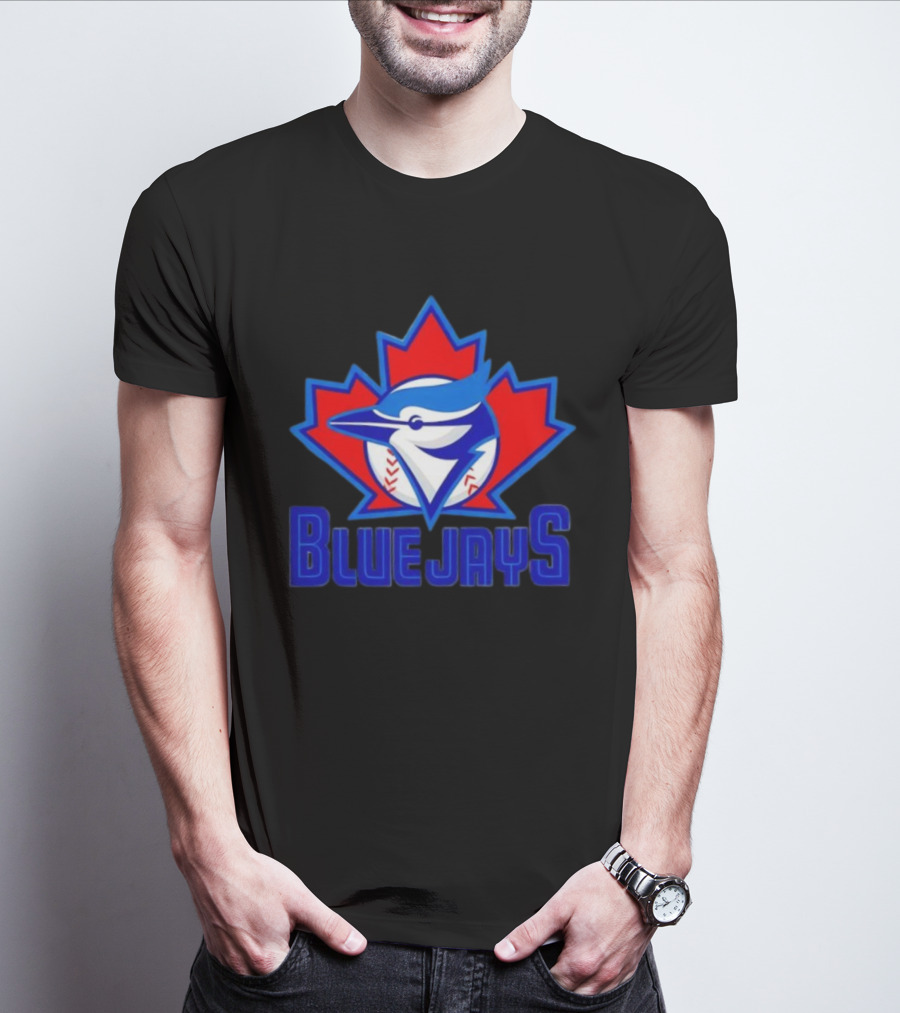 Toronto Blue Jays Emblem In Red Maple Leaf Icon Blue Jays T-Shirt