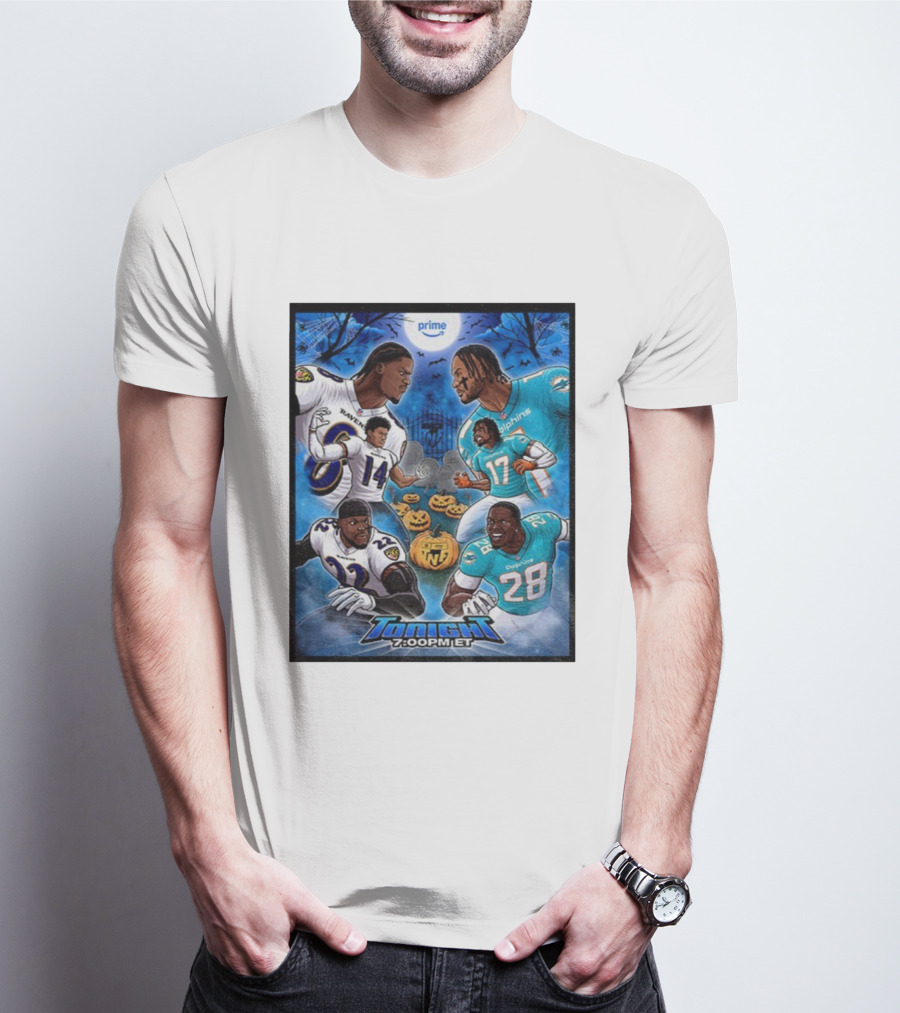 Baltimore Ravens Vs Miami Dolphins Halloween 2025 NFL Prime Tonight 7:00PM ET T-Shirt
