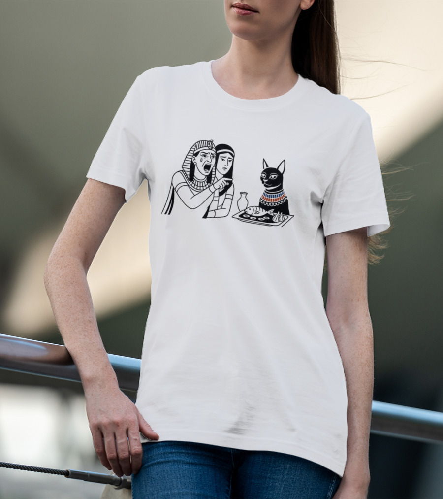 Egyptian Woman Yelling At Cat Goddess Bastet Meme Illustration T-Shirt