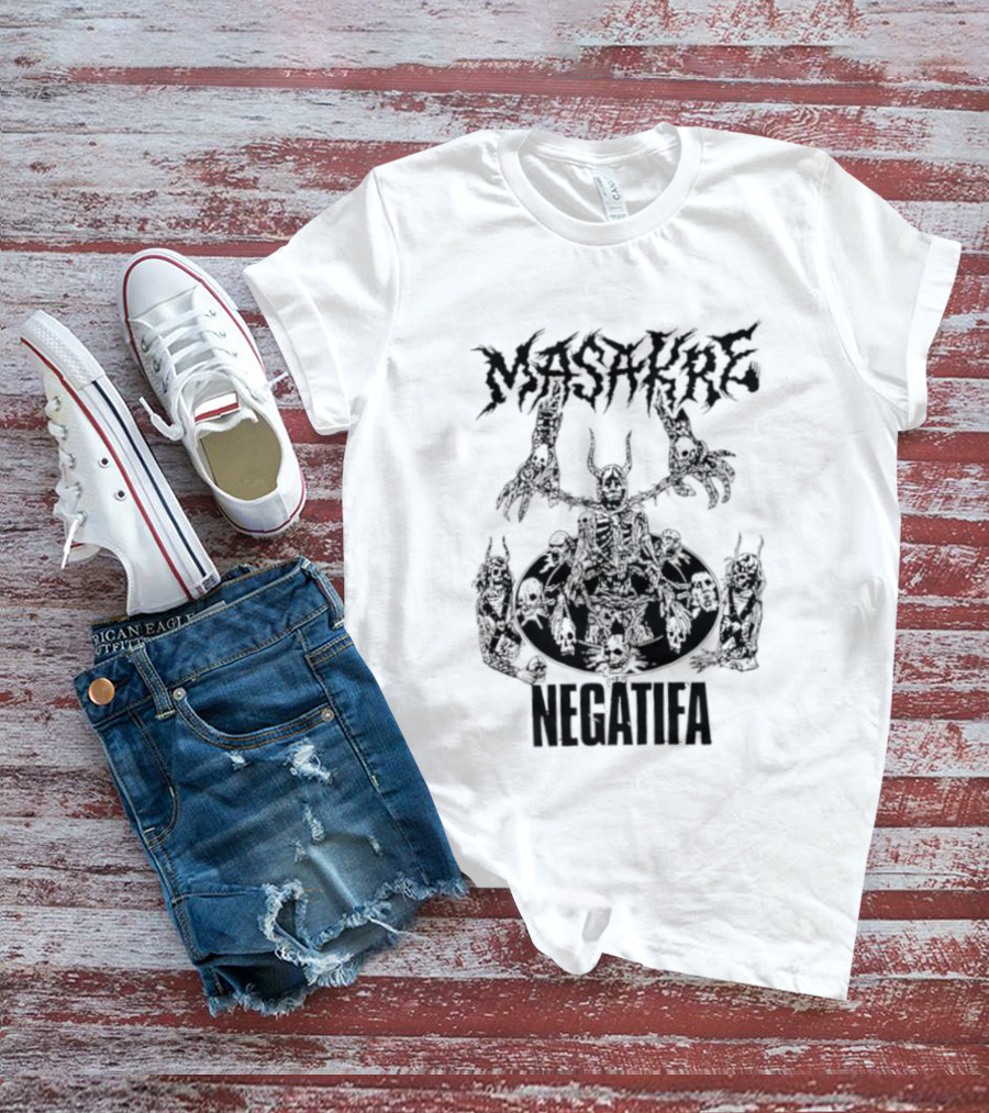 Masakre Negatifa Skull Skeleton Demonic Creature T-Shirt