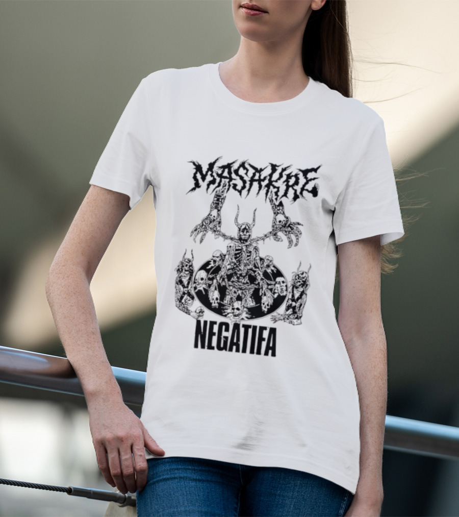Masakre Negatifa Skull Skeleton Demonic Creature T-Shirt