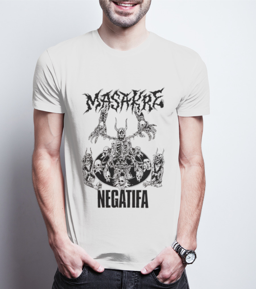 Masakre Negatifa Skull Skeleton Demonic Creature T-Shirt