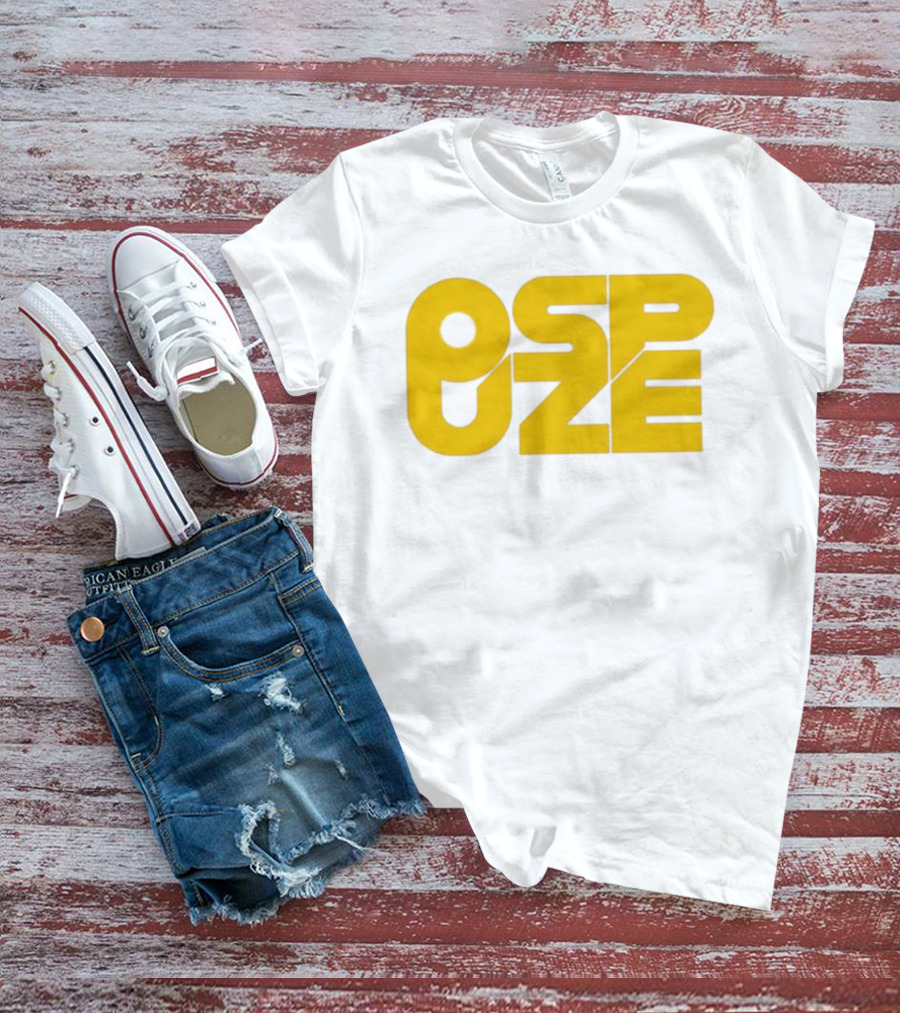 Ospuze Yellow Bold Text Logo T-Shirt