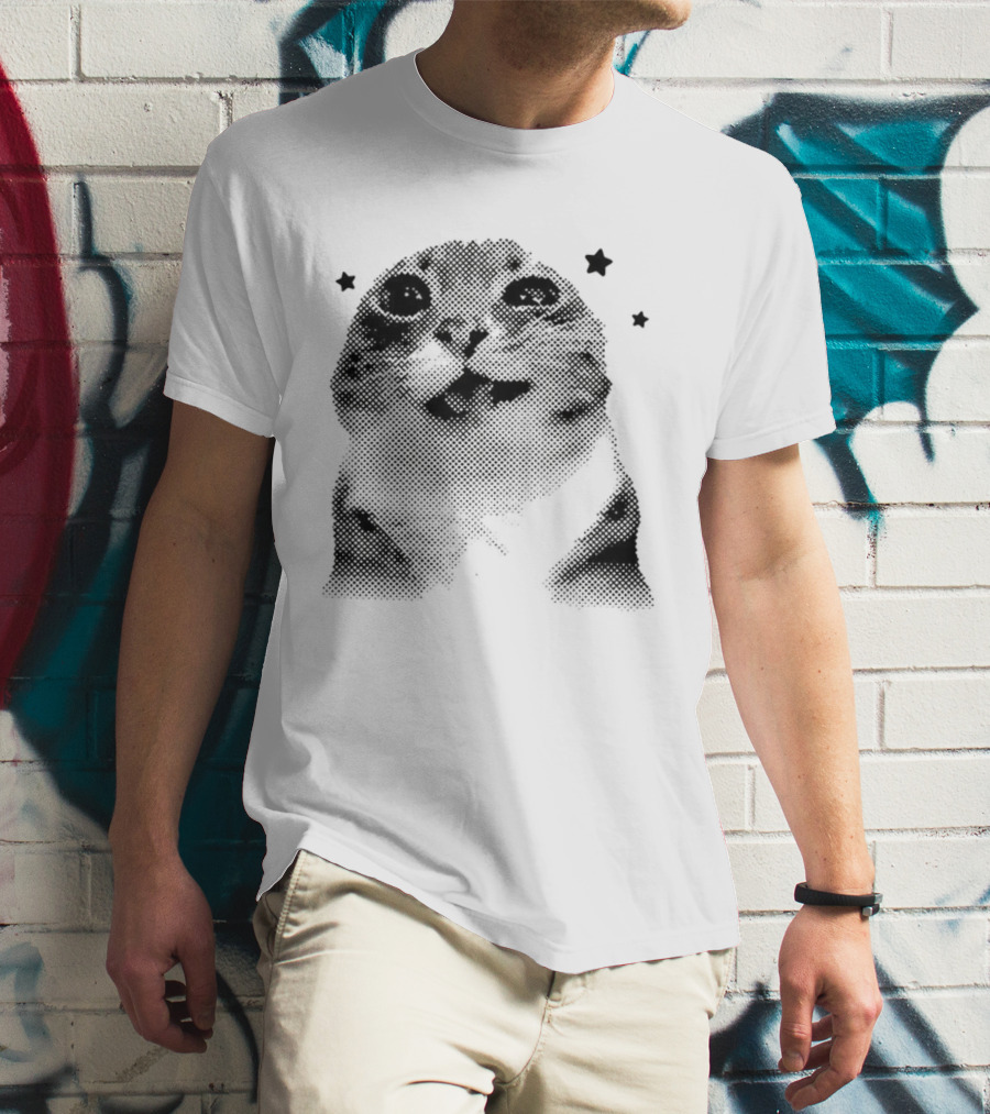 Rigby Cat Floating In Space Retro Star Meme T-Shirt