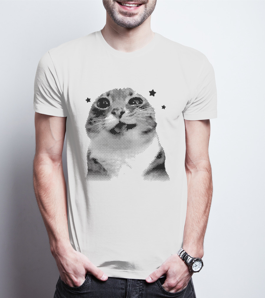 Rigby Cat Floating In Space Retro Star Meme T-Shirt