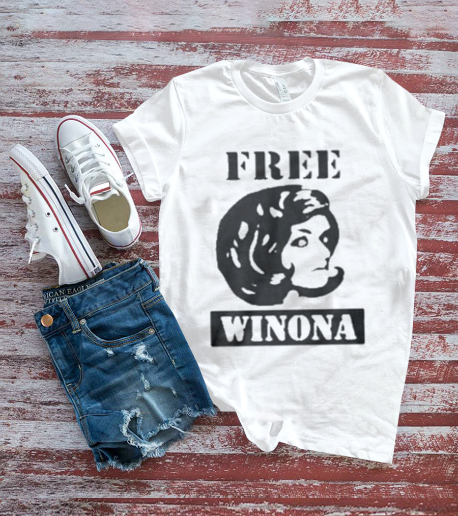 Free Winona Ryder Retro Stencil Style T-Shirt
