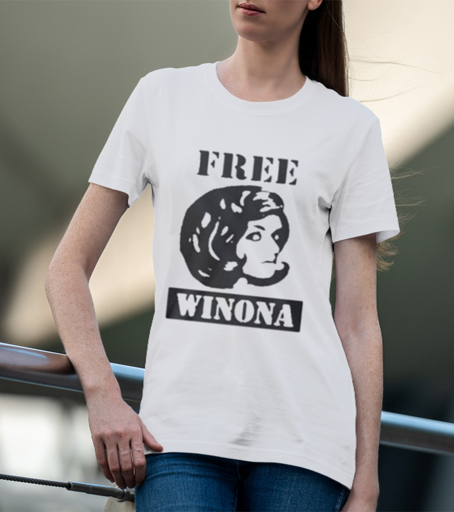 Free Winona Ryder Retro Stencil Style T-Shirt
