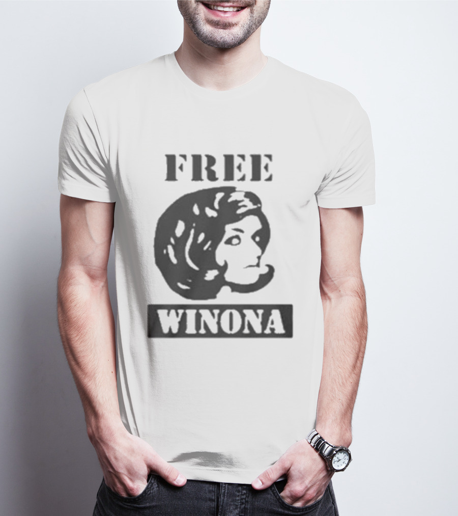 Free Winona Ryder Retro Stencil Style T-Shirt