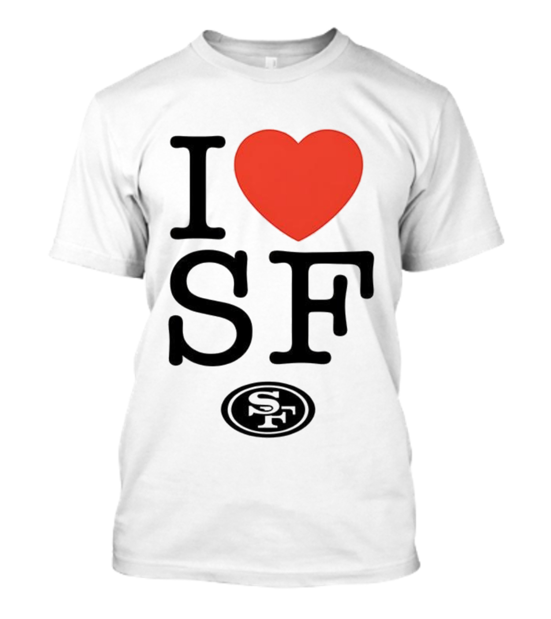San Francisco 49ers I Love SF Heart Symbol Football Team Logo T-Shirt