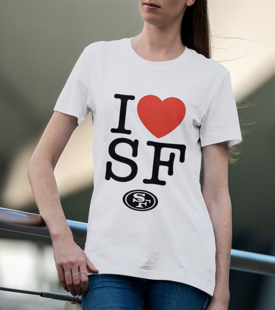 San Francisco 49ers I Love SF Heart Symbol Football Team Logo T-Shirt