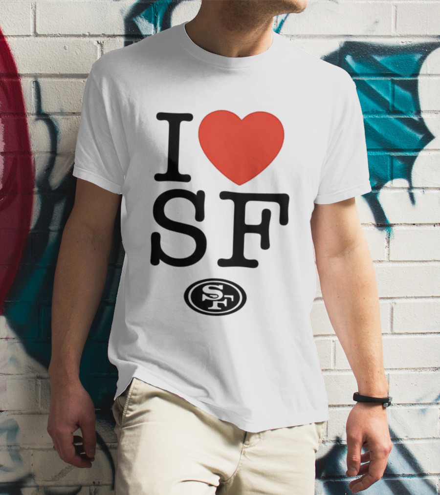 San Francisco 49ers I Love SF Heart Symbol Football Team Logo T-Shirt